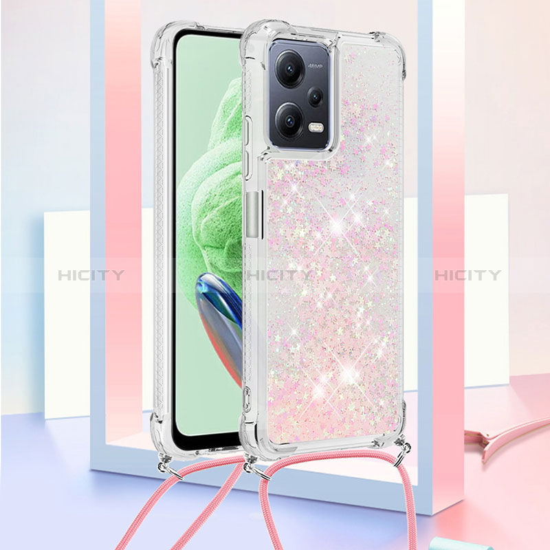 Funda Silicona Carcasa Goma Bling-Bling con Acollador Cordon Lanyard S03 para Xiaomi Redmi Note 12 5G