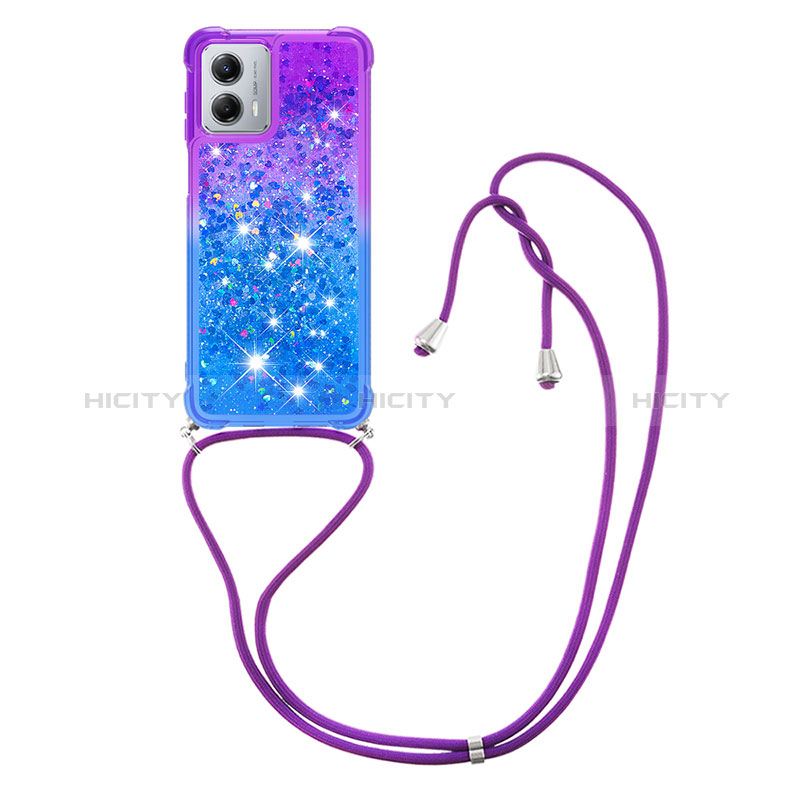 Funda Silicona Carcasa Goma Bling-Bling con Acollador Cordon Lanyard YB1 para Motorola Moto G 5G (2023)