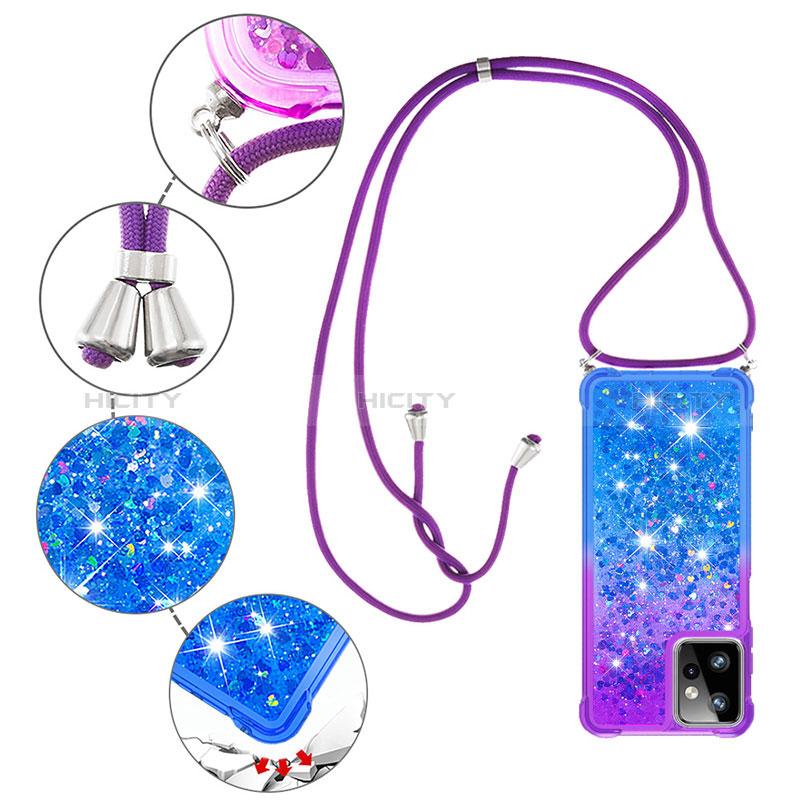 Funda Silicona Carcasa Goma Bling-Bling con Acollador Cordon Lanyard YB1 para Motorola Moto G Power 5G (2023)