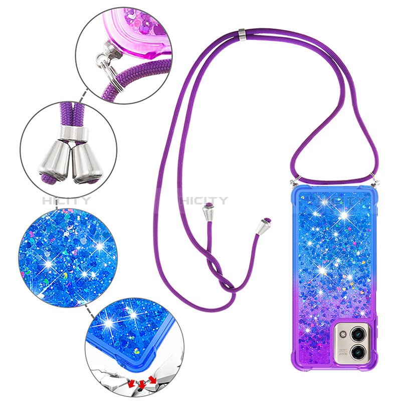 Funda Silicona Carcasa Goma Bling-Bling con Acollador Cordon Lanyard YB1 para Motorola Moto G Stylus (2023) 4G