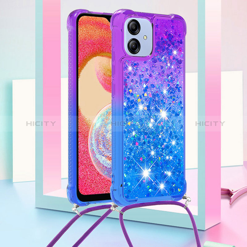 Funda Silicona Carcasa Goma Bling-Bling con Acollador Cordon Lanyard YB1 para Samsung Galaxy A04 4G