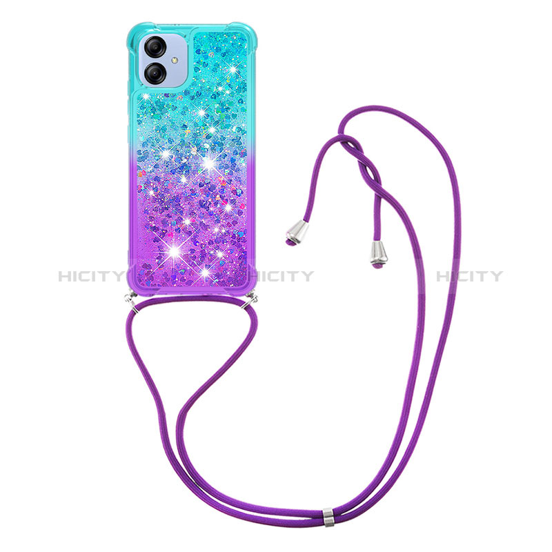 Funda Silicona Carcasa Goma Bling-Bling con Acollador Cordon Lanyard YB1 para Samsung Galaxy A04 4G