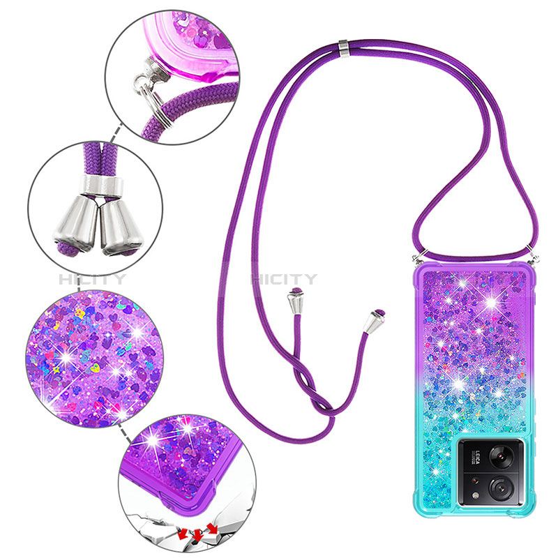 Funda Silicona Carcasa Goma Bling-Bling con Acollador Cordon Lanyard YB1 para Xiaomi Mi 13T Pro 5G