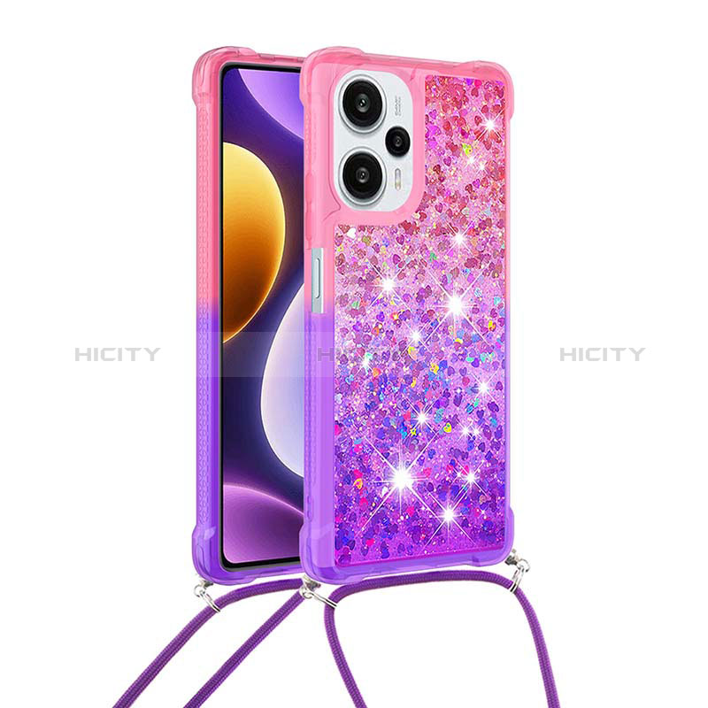 Funda Silicona Carcasa Goma Bling-Bling con Acollador Cordon Lanyard YB1 para Xiaomi Poco F5 5G