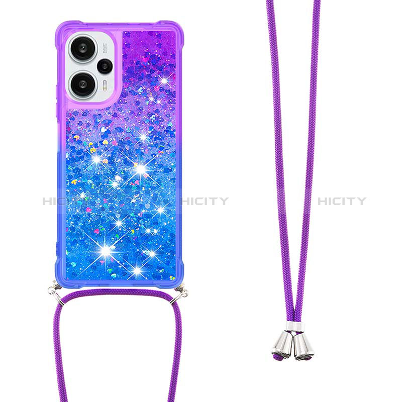 Funda Silicona Carcasa Goma Bling-Bling con Acollador Cordon Lanyard YB1 para Xiaomi Poco F5 5G