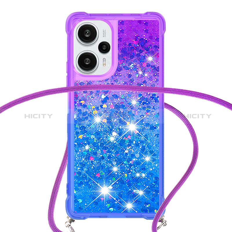 Funda Silicona Carcasa Goma Bling-Bling con Acollador Cordon Lanyard YB1 para Xiaomi Poco F5 5G