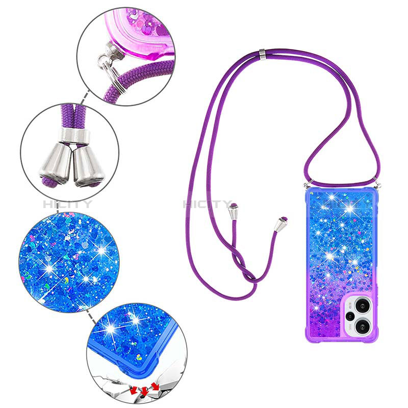 Funda Silicona Carcasa Goma Bling-Bling con Acollador Cordon Lanyard YB1 para Xiaomi Poco F5 5G