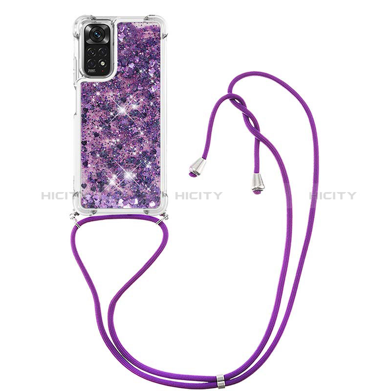 Funda Silicona Carcasa Goma Bling-Bling con Acollador Cordon Lanyard YB1 para Xiaomi Redmi Note 11 4G (2022)