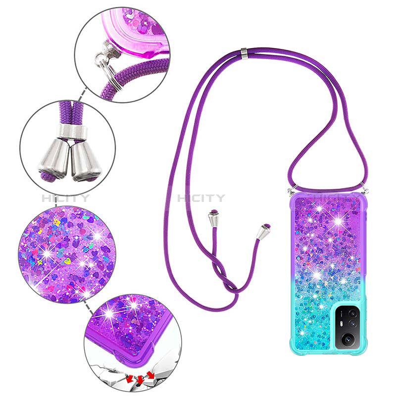 Funda Silicona Carcasa Goma Bling-Bling con Acollador Cordon Lanyard YB1 para Xiaomi Redmi Note 12S