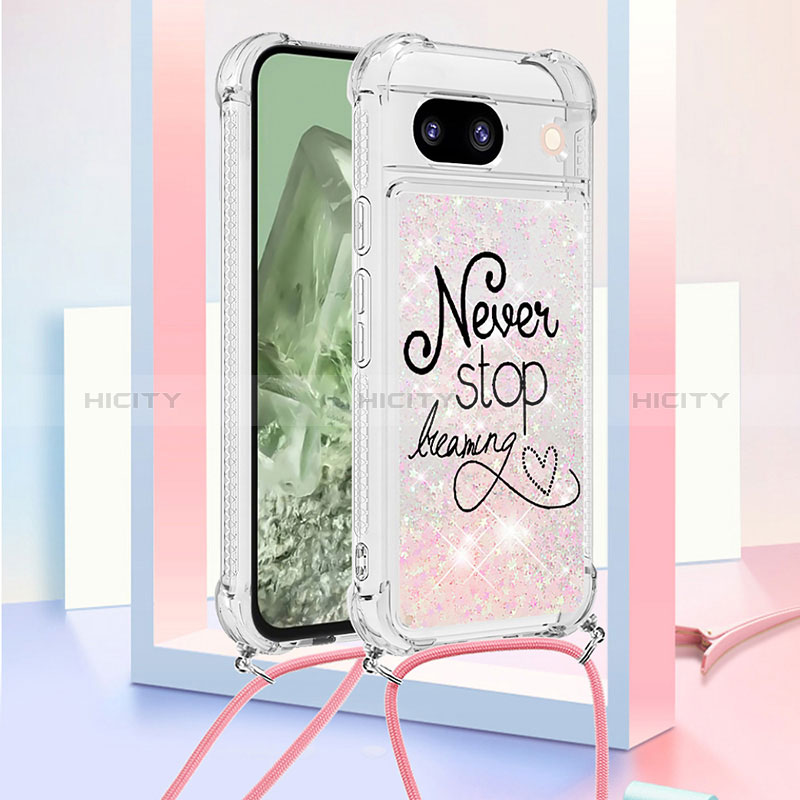 Funda Silicona Carcasa Goma Bling-Bling con Acollador Cordon Lanyard YB2 para Google Pixel 8a 5G