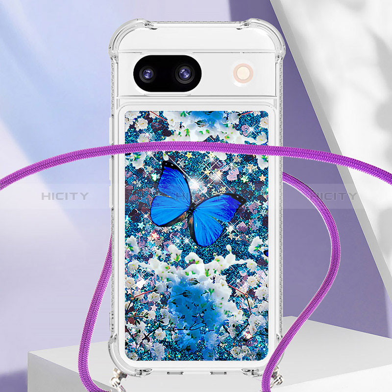 Funda Silicona Carcasa Goma Bling-Bling con Acollador Cordon Lanyard YB2 para Google Pixel 8a 5G