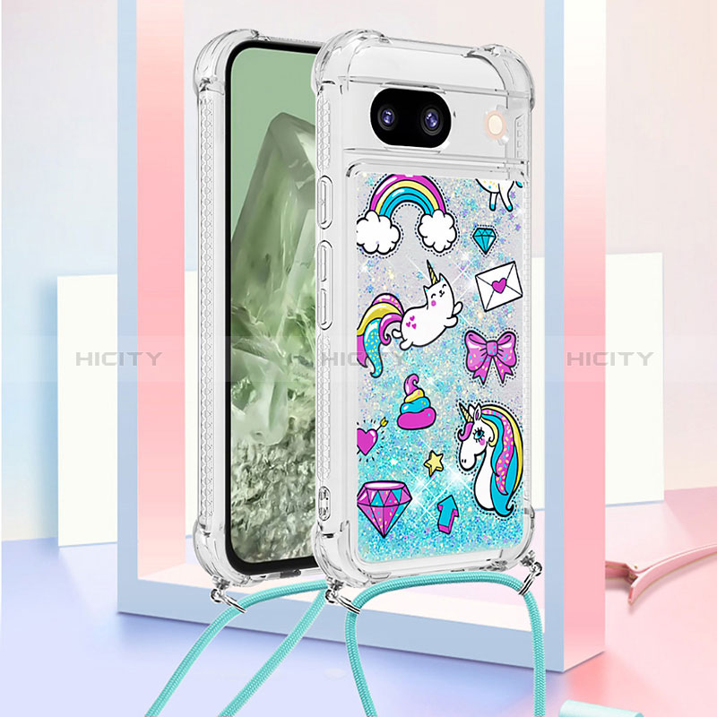 Funda Silicona Carcasa Goma Bling-Bling con Acollador Cordon Lanyard YB2 para Google Pixel 8a 5G