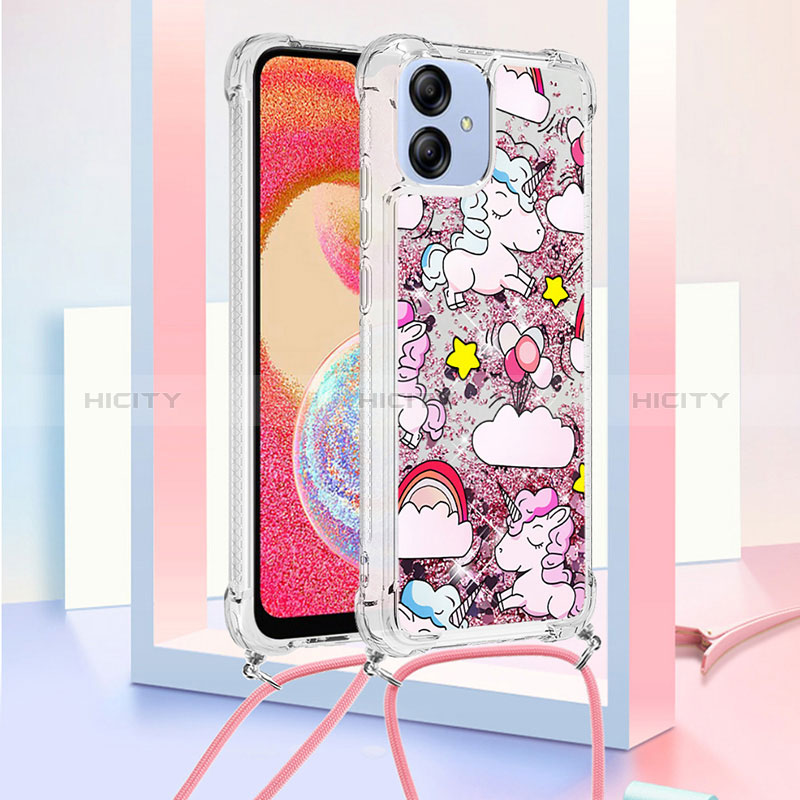 Funda Silicona Carcasa Goma Bling-Bling con Acollador Cordon Lanyard YB2 para Samsung Galaxy A04 4G