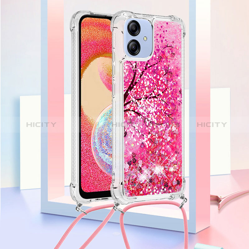 Funda Silicona Carcasa Goma Bling-Bling con Acollador Cordon Lanyard YB2 para Samsung Galaxy A04 4G