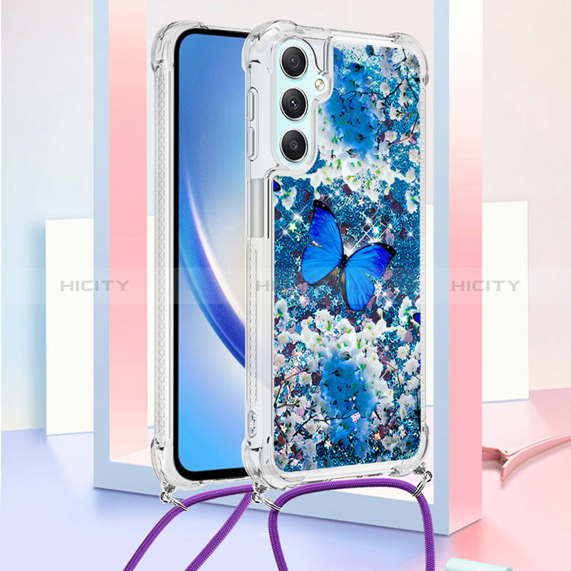 Funda Silicona Carcasa Goma Bling-Bling con Acollador Cordon Lanyard YB2 para Samsung Galaxy A24 4G