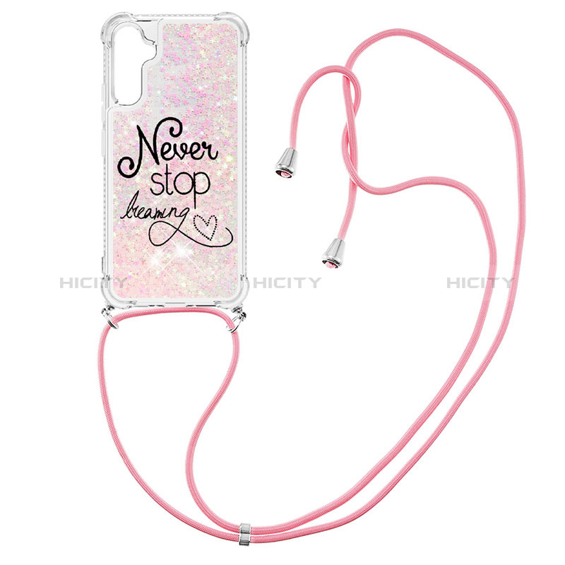 Funda Silicona Carcasa Goma Bling-Bling con Acollador Cordon Lanyard YB2 para Samsung Galaxy A34 5G