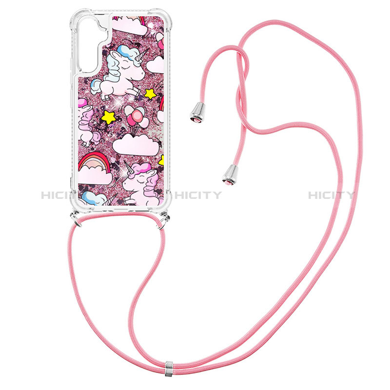 Funda Silicona Carcasa Goma Bling-Bling con Acollador Cordon Lanyard YB2 para Samsung Galaxy A34 5G