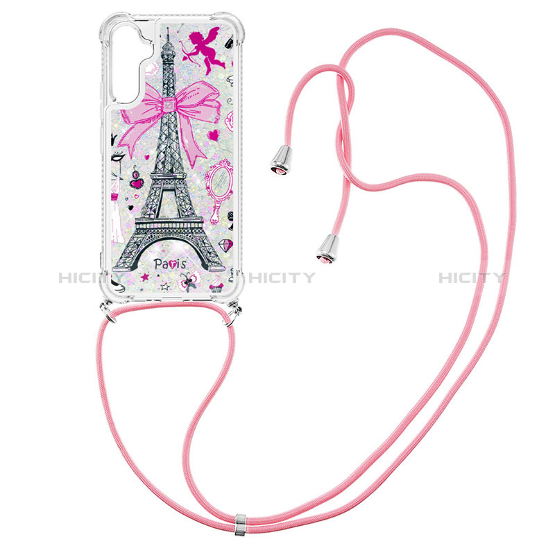 Funda Silicona Carcasa Goma Bling-Bling con Acollador Cordon Lanyard YB2 para Samsung Galaxy A34 5G