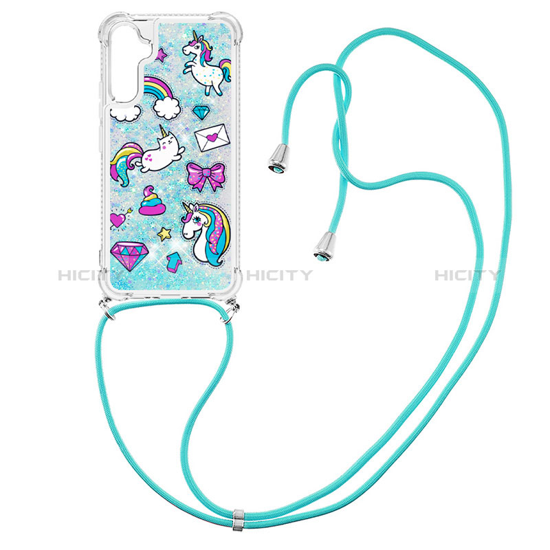 Funda Silicona Carcasa Goma Bling-Bling con Acollador Cordon Lanyard YB2 para Samsung Galaxy A34 5G