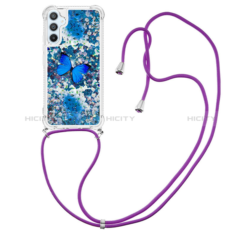 Funda Silicona Carcasa Goma Bling-Bling con Acollador Cordon Lanyard YB2 para Samsung Galaxy Quantum4 5G