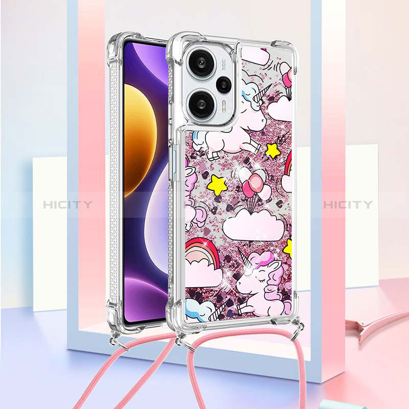 Funda Silicona Carcasa Goma Bling-Bling con Acollador Cordon Lanyard YB2 para Xiaomi Poco F5 5G