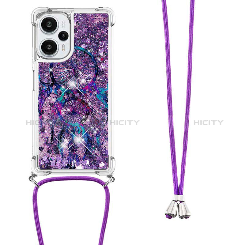 Funda Silicona Carcasa Goma Bling-Bling con Acollador Cordon Lanyard YB2 para Xiaomi Poco F5 5G