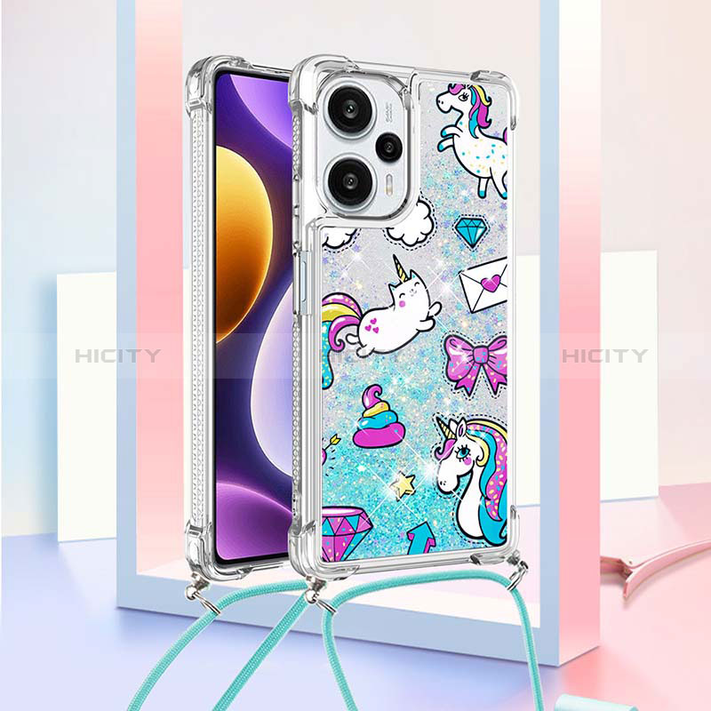 Funda Silicona Carcasa Goma Bling-Bling con Acollador Cordon Lanyard YB2 para Xiaomi Poco F5 5G