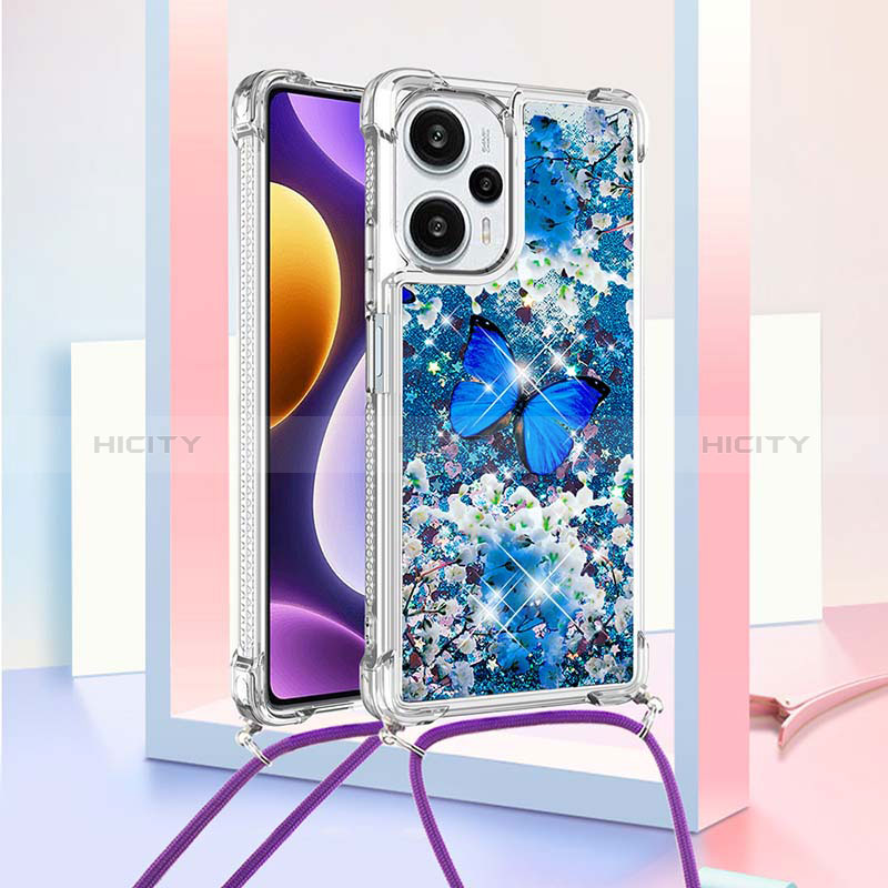 Funda Silicona Carcasa Goma Bling-Bling con Acollador Cordon Lanyard YB2 para Xiaomi Poco F5 5G