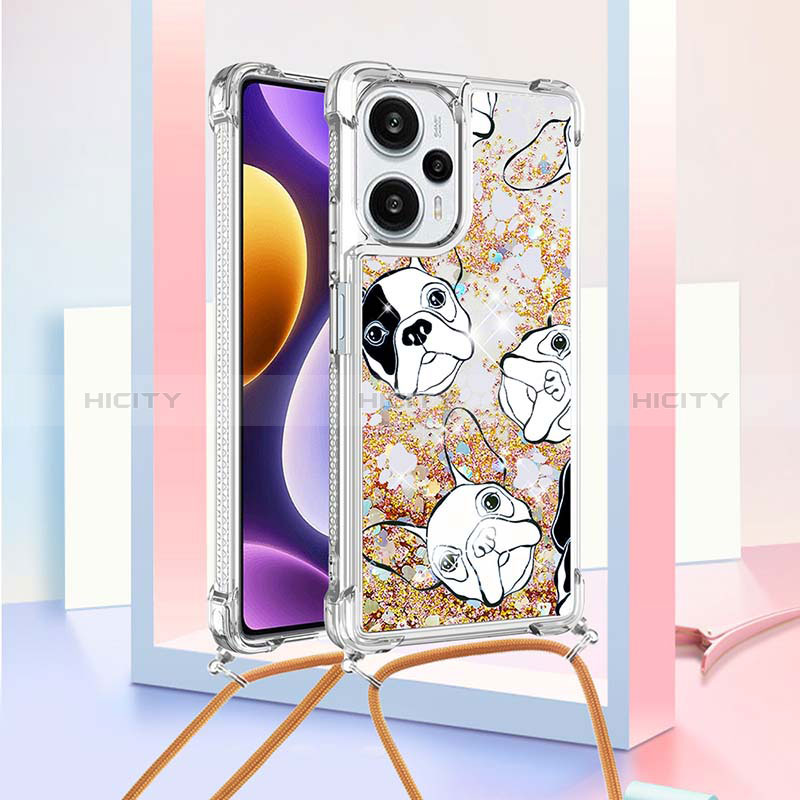 Funda Silicona Carcasa Goma Bling-Bling con Acollador Cordon Lanyard YB2 para Xiaomi Poco F5 5G