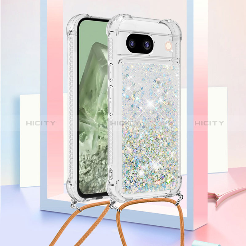 Funda Silicona Carcasa Goma Bling-Bling con Acollador Cordon Lanyard YB3 para Google Pixel 8a 5G