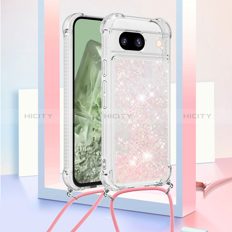 Funda Silicona Carcasa Goma Bling-Bling con Acollador Cordon Lanyard YB3 para Google Pixel 8a 5G