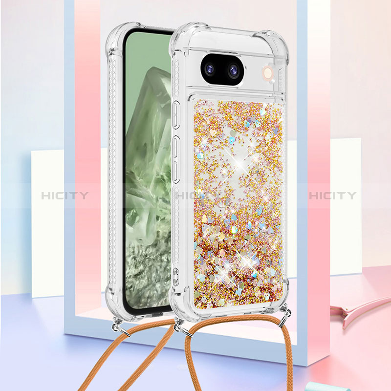 Funda Silicona Carcasa Goma Bling-Bling con Acollador Cordon Lanyard YB3 para Google Pixel 8a 5G