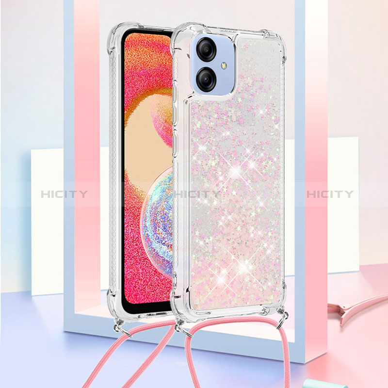 Funda Silicona Carcasa Goma Bling-Bling con Acollador Cordon Lanyard YB3 para Samsung Galaxy A04 4G