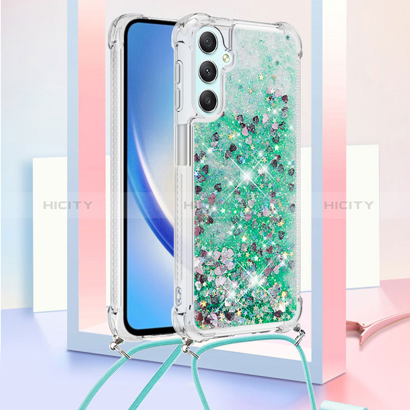 Funda Silicona Carcasa Goma Bling-Bling con Acollador Cordon Lanyard YB3 para Samsung Galaxy A24 4G