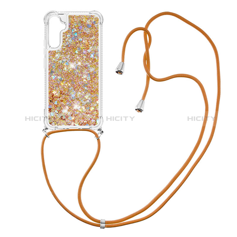 Funda Silicona Carcasa Goma Bling-Bling con Acollador Cordon Lanyard YB3 para Samsung Galaxy A34 5G