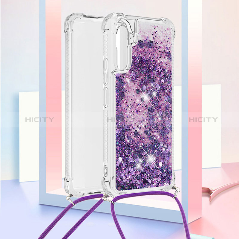 Funda Silicona Carcasa Goma Bling-Bling con Acollador Cordon Lanyard YB3 para Samsung Galaxy A34 5G