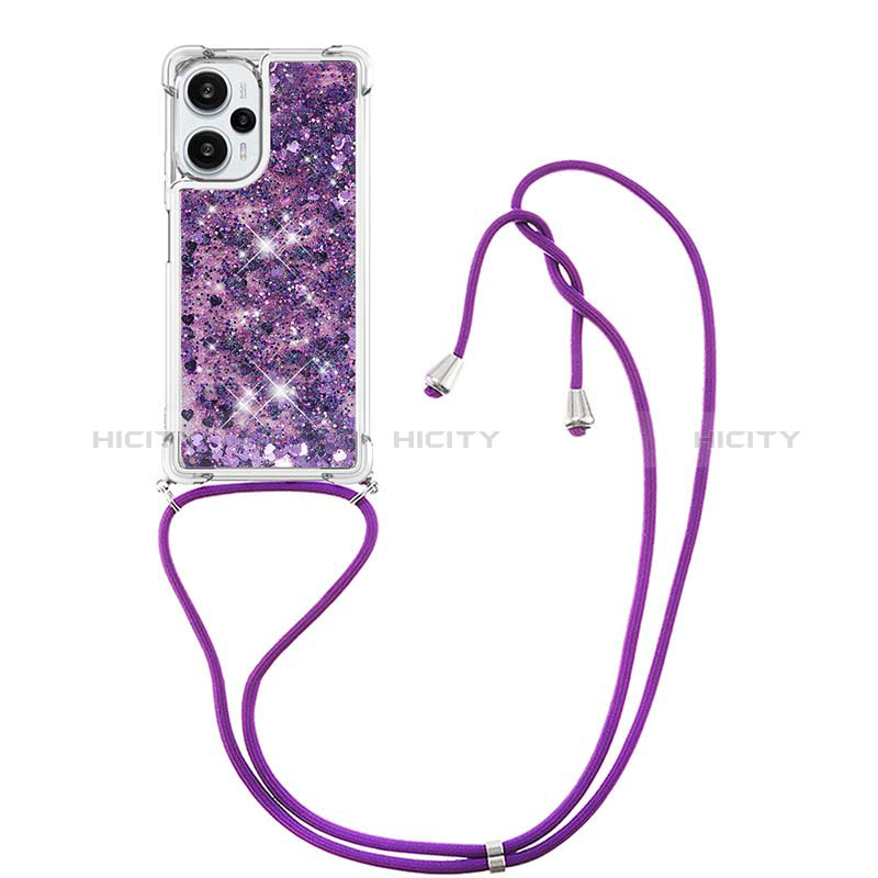 Funda Silicona Carcasa Goma Bling-Bling con Acollador Cordon Lanyard YB3 para Xiaomi Poco F5 5G