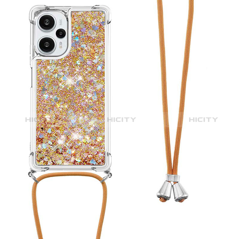 Funda Silicona Carcasa Goma Bling-Bling con Acollador Cordon Lanyard YB3 para Xiaomi Poco F5 5G