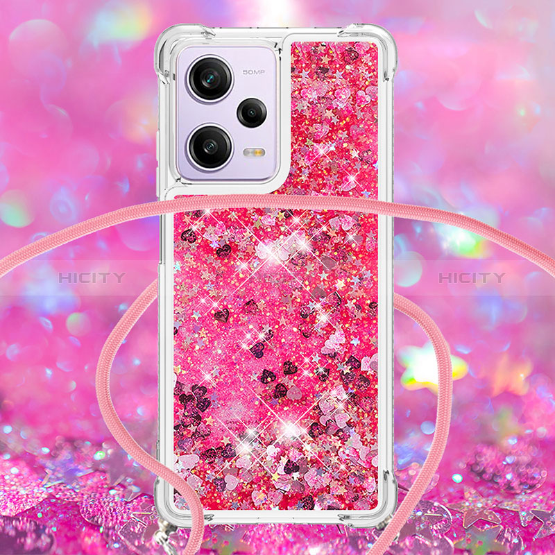 Funda Silicona Carcasa Goma Bling-Bling con Acollador Cordon Lanyard YB3 para Xiaomi Redmi Note 12 Pro 5G