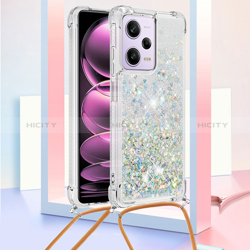 Funda Silicona Carcasa Goma Bling-Bling con Acollador Cordon Lanyard YB3 para Xiaomi Redmi Note 12 Pro 5G