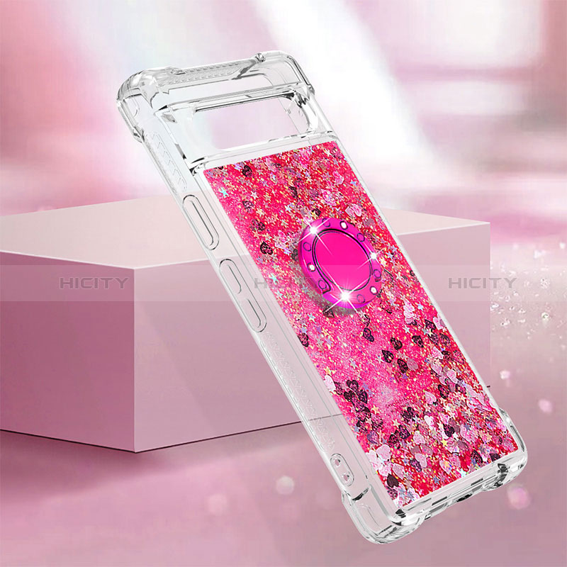 Funda Silicona Carcasa Goma Bling-Bling con Anillo de dedo Soporte S01 para Google Pixel 7a 5G