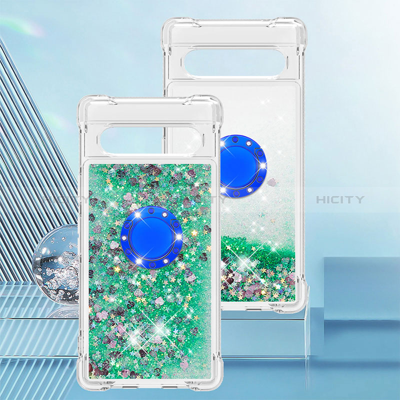 Funda Silicona Carcasa Goma Bling-Bling con Anillo de dedo Soporte S01 para Google Pixel 7a 5G