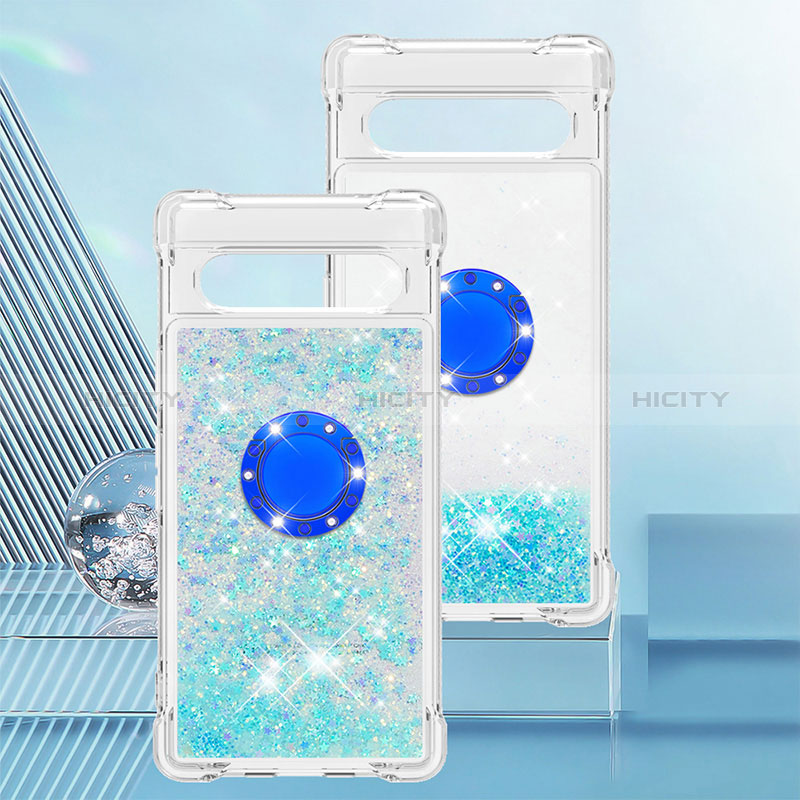 Funda Silicona Carcasa Goma Bling-Bling con Anillo de dedo Soporte S01 para Google Pixel 7a 5G