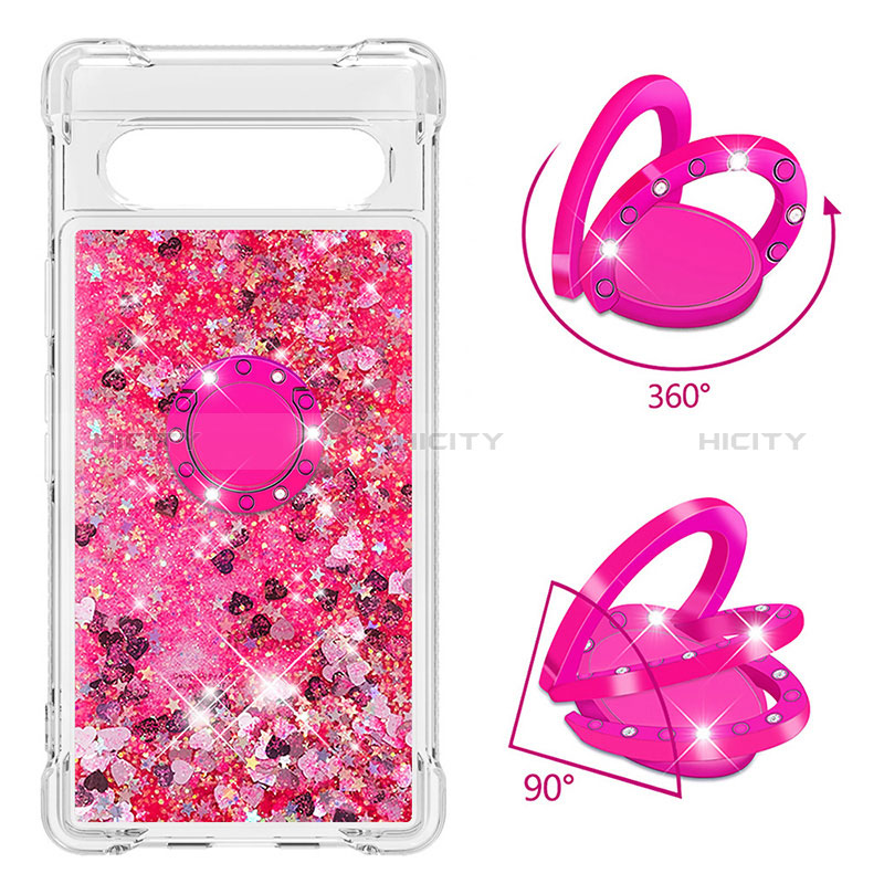 Funda Silicona Carcasa Goma Bling-Bling con Anillo de dedo Soporte S01 para Google Pixel 7a 5G