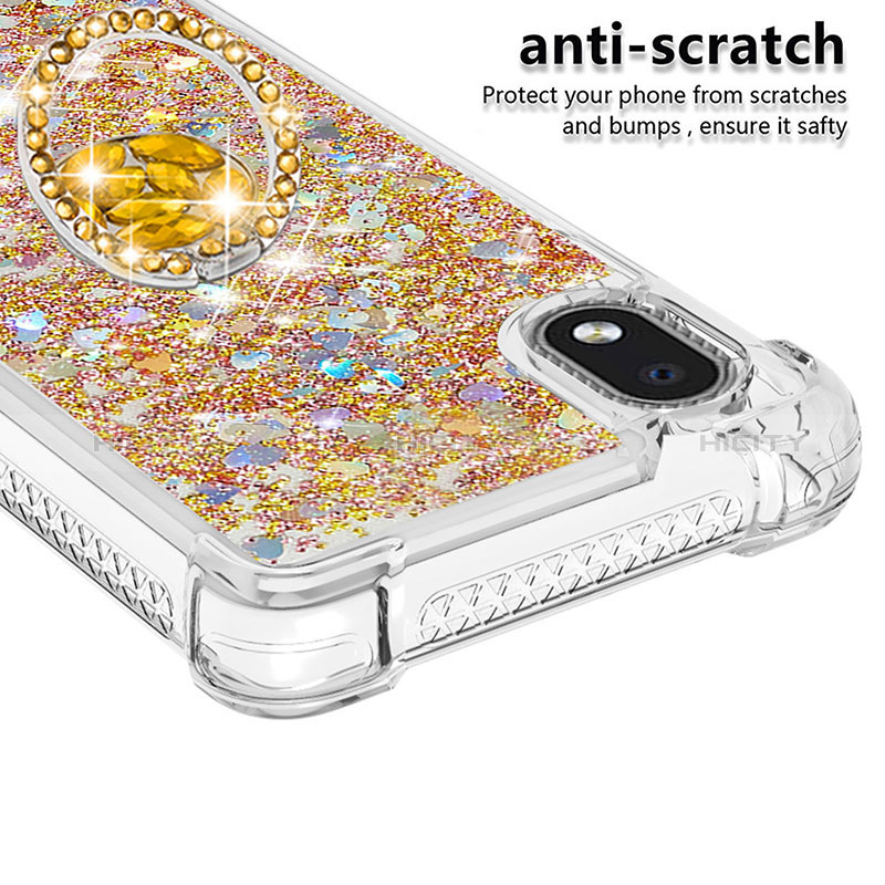 Funda Silicona Carcasa Goma Bling-Bling con Anillo de dedo Soporte S01 para Samsung Galaxy A01 Core