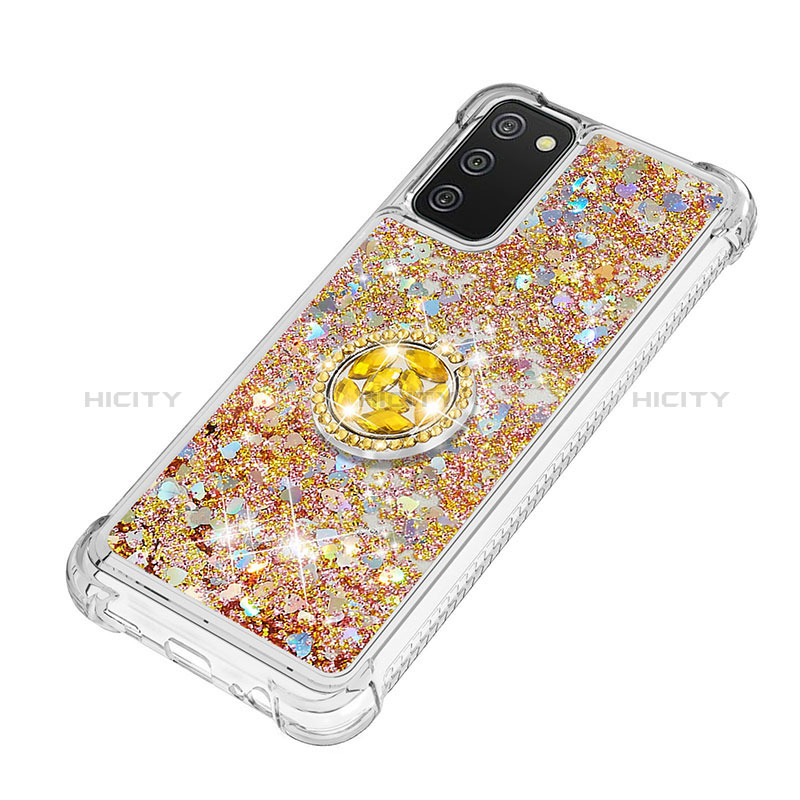 Funda Silicona Carcasa Goma Bling-Bling con Anillo de dedo Soporte S01 para Samsung Galaxy A02s