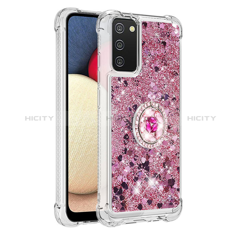 Funda Silicona Carcasa Goma Bling-Bling con Anillo de dedo Soporte S01 para Samsung Galaxy A02s