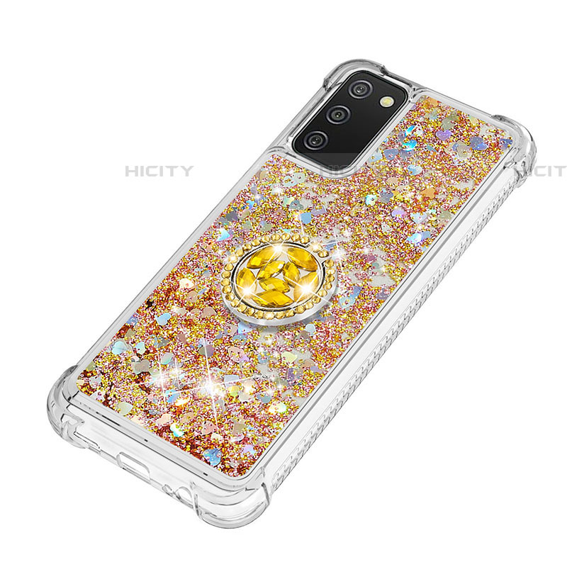 Funda Silicona Carcasa Goma Bling-Bling con Anillo de dedo Soporte S01 para Samsung Galaxy A03s