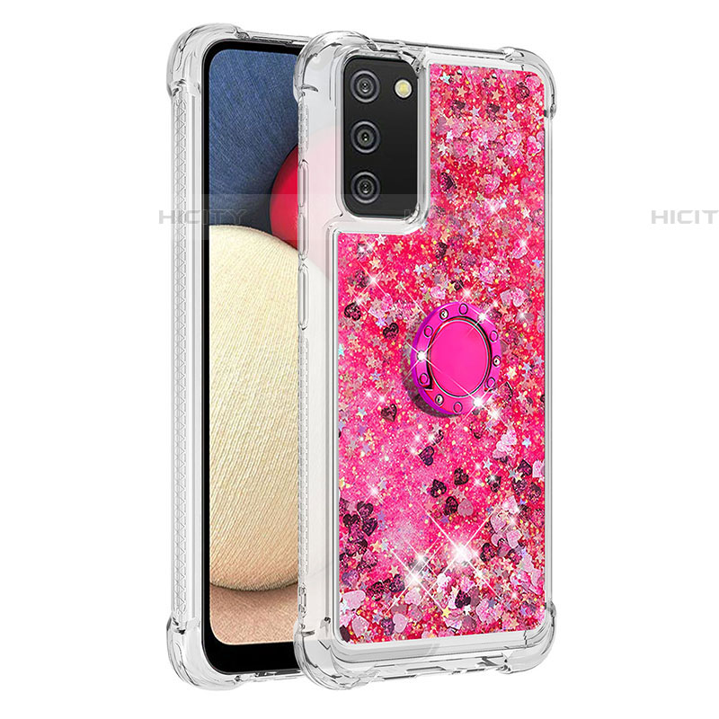 Funda Silicona Carcasa Goma Bling-Bling con Anillo de dedo Soporte S01 para Samsung Galaxy A03s