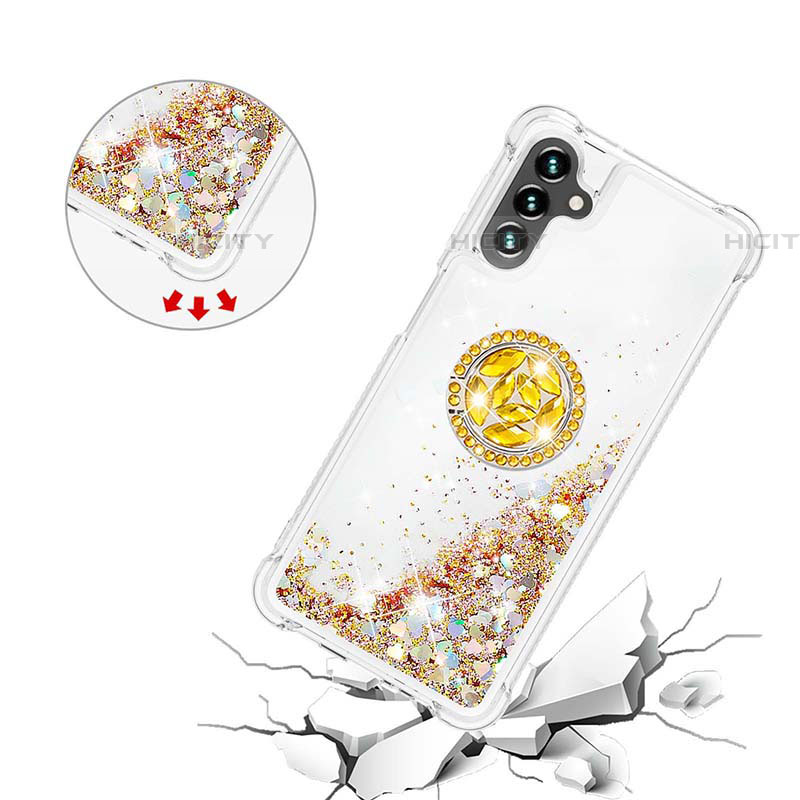 Funda Silicona Carcasa Goma Bling-Bling con Anillo de dedo Soporte S01 para Samsung Galaxy A04s